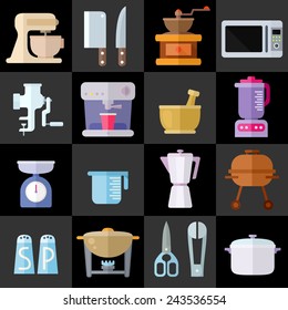 Kitchen Utensils Flat Icons. Colorful modern vector flat icons set. Collection of elements and concepts for web and mobile apps. Vector file is EPS8. Each icon is grouped apart.