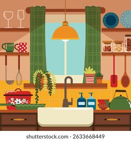 Küche Utensils flach Illustration Zusammensetzung