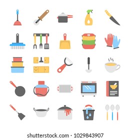 
Kitchen Utensils Flat Vector Icons Collection 
