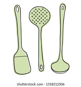 kitchen utensils hand drawn illustration. Icon, graphic symbol, part of image design , kitchen hardware