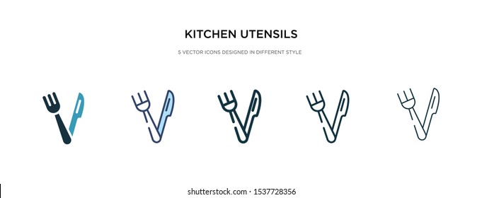 kitchen utensils icon in different style vector illustration. two colored and black kitchen utensils vector icons designed in filled, outline, line and stroke style can be used for web, mobile, ui