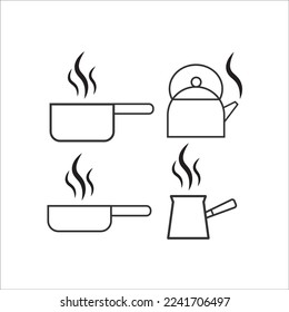 Kitchen utensils icon. Dishware set line vector ilustration.