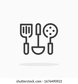 Icono de utensilios de cocina en estilo de línea. Para su diseño, logotipo. Ilustración vectorial. Trazo editable.