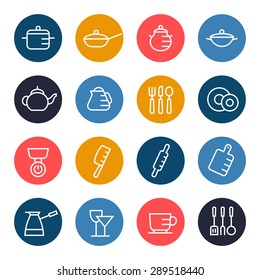 Kitchen utensils icon set