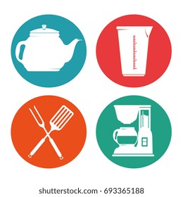 kitchen utensils icon set