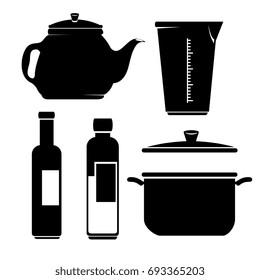 kitchen utensils icon set