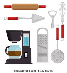 kitchen utensils icon set