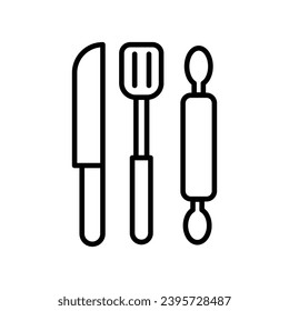 kitchen utensils icon with white background vector stock illustration