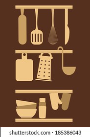kitchen utensils icons. concept vector illustration 