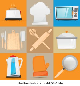 Kitchen utensils icons set. Vector illustration