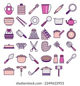 Kitchen Utensils icons, suitable for a wide range of digital creative projects. 