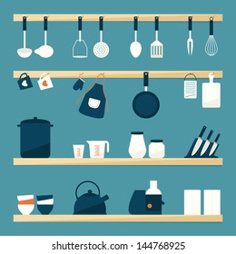 Kitchen Utensils Icons, Vector