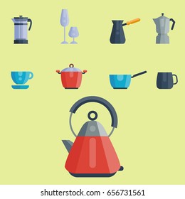 Kitchen utensils icons vector illustration household dinner cooking food kitchenware