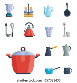 Kitchen utensils icons vector illustration household dinner cooking food kitchenware