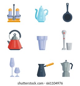 Kitchen utensils icons vector illustration household dinner cooking food kitchenware