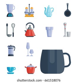 Kitchen utensils icons vector illustration household dinner cooking food kitchenware