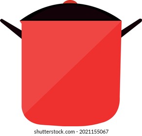 Kitchen Utensils Illustration. Red pan for cooking