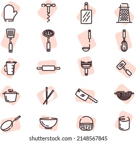 Kitchen utensils, illustration, vector on a white background.