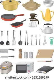 Kitchen utensils image illustration set