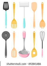 Kitchen Utensils. Isolated Vector Illustration On White Background.