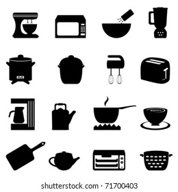 Kitchen utensils and items in black