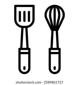 Kitchen Utensils Line Icon Design For Personal And Commercial Use