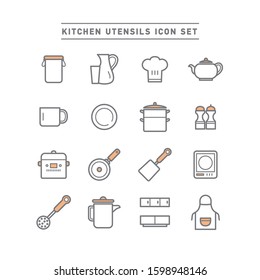 KITCHEN UTENSILS LINE ICON SET