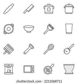 Juego de iconos de línea Utensils de cocina