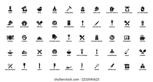 Kitchen utensils logo set vector