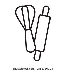 kitchen utensils minimalist coloring style isolated