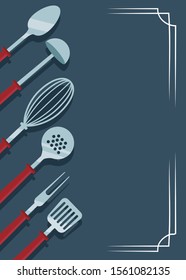 kitchen utensils over blue background, colorful design , vector illustration
