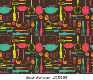 kitchen utensils seamless pattern