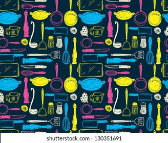 kitchen utensils seamless pattern