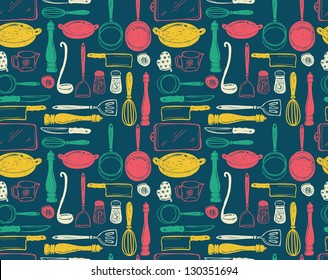 kitchen utensils seamless pattern