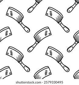 Kitchen utensils seamless pattern background. kitchen set seamless pattern background. hand drawn doodle of kitchen set pattern background. Doodle illustrations of cooking utensils