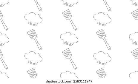 Kitchen utensils seamless pattern background. Kitchen set seamless pattern. Doodle of kitchen set, cooking utensils seamless pattern.  Perfect for fabrics, textiles, wallpaper, decor, print, packaging