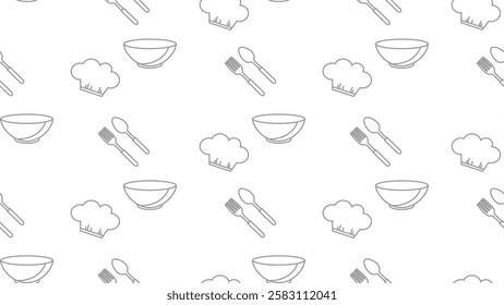 Kitchen utensils seamless pattern background. Kitchen set seamless pattern. Doodle of kitchen set, cooking utensils seamless pattern.  Perfect for fabrics, textiles, wallpaper, decor, print, packaging