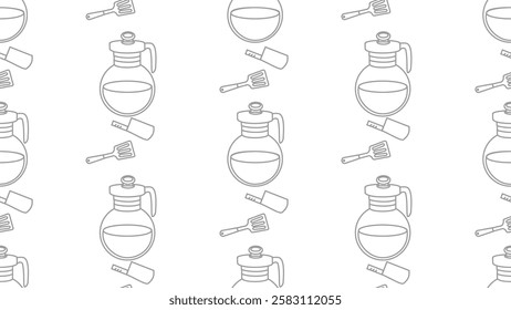 Kitchen utensils seamless pattern background. Kitchen set seamless pattern. Doodle of kitchen set, cooking utensils seamless pattern.  Perfect for fabrics, textiles, wallpaper, decor, print, packaging