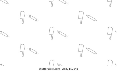 Kitchen utensils seamless pattern background. Kitchen set seamless pattern. Doodle of kitchen set, cooking utensils seamless pattern.  Perfect for fabrics, textiles, wallpaper, decor, print, packaging