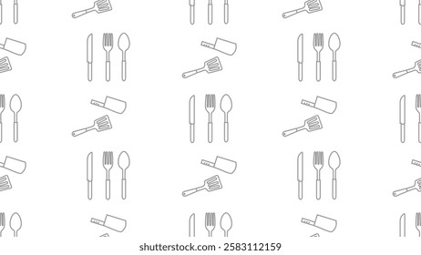 Kitchen utensils seamless pattern background. Kitchen set seamless pattern. Doodle of kitchen set, cooking utensils seamless pattern.  Perfect for fabrics, textiles, wallpaper, decor, print, packaging