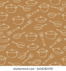 Kitchen Utensils Seamless Pattern Background