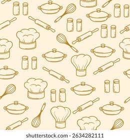 Kitchen Utensils Seamless Pattern Background