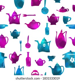 Kitchen utensils seamless pattern. Vector illustration