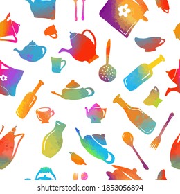 Kitchen utensils seamless pattern. Vector illustration