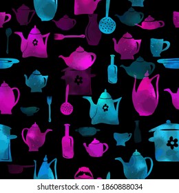 Kitchen utensils seamless pattern. Vector illustration