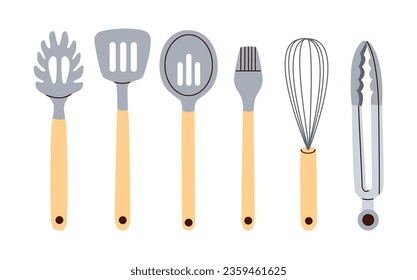 Kitchen utensils set. Kitchenware, cooking tools. Flat vector illustration.