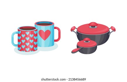 Utensilios de cocina. Dibujo vectorial de canciones y cacerolas