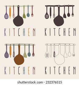 kitchen utensils set vector design template