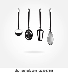 Kitchen utensils set. Vector illustration. Design element for restaurant.