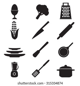 kitchen utensils sign set vector illustration
